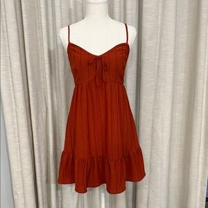 Fun and Flirty Rust Spaghetti Strap Dress